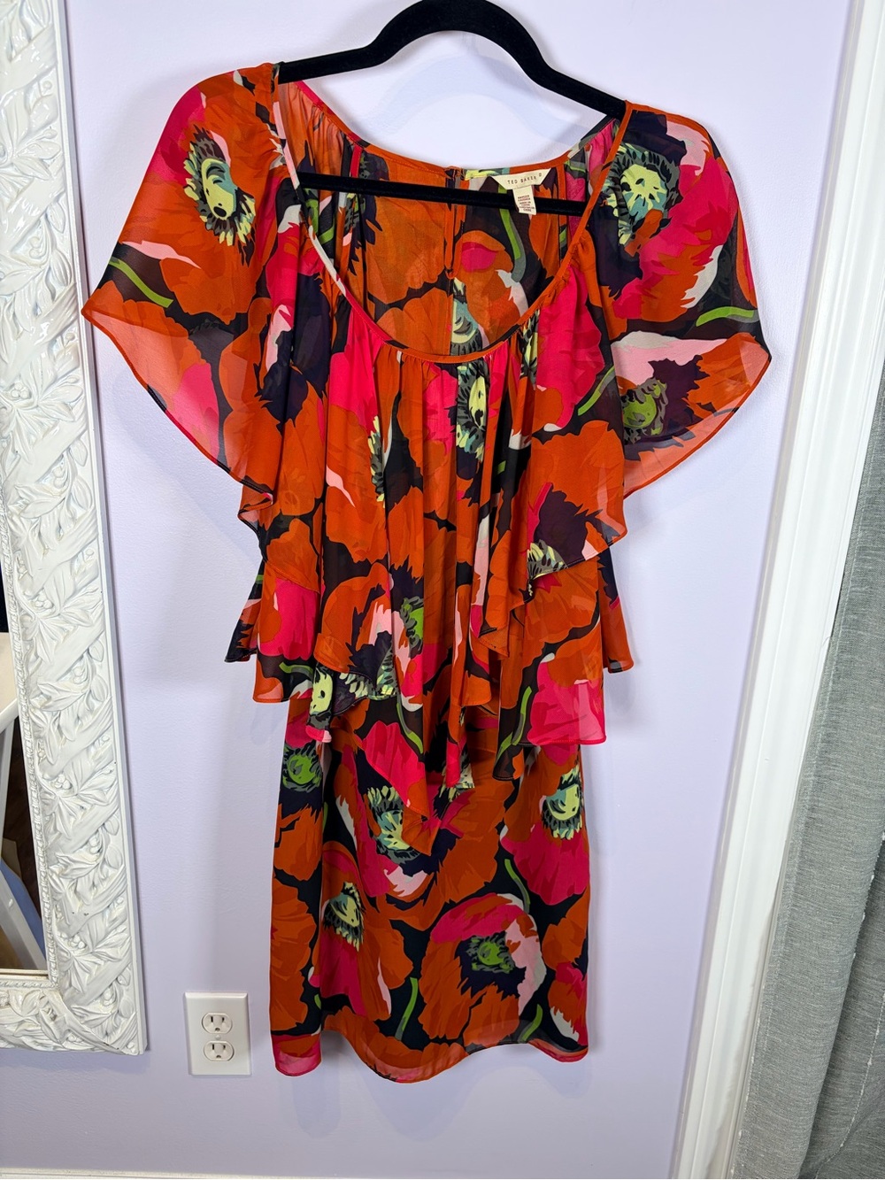 Ted Baker Orange & Hot Pink Floral Shell Top